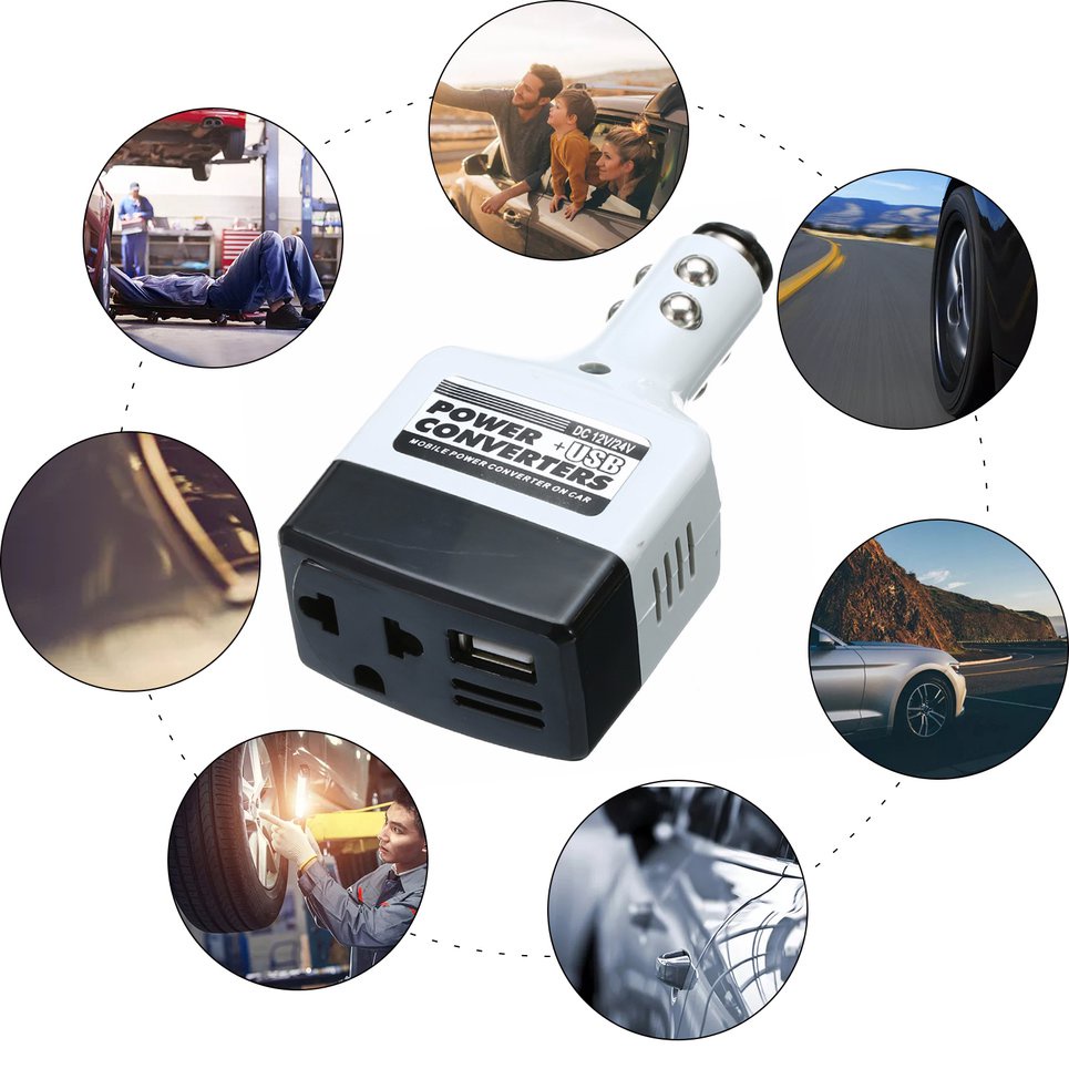 Car Mobile Power Inverter 12V/24V To 220v Adapter Auto Power Converter Charger
