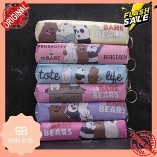 We BARE BEARS PENCIL Hộp đựng bút chì hình vuông dài màu trắng