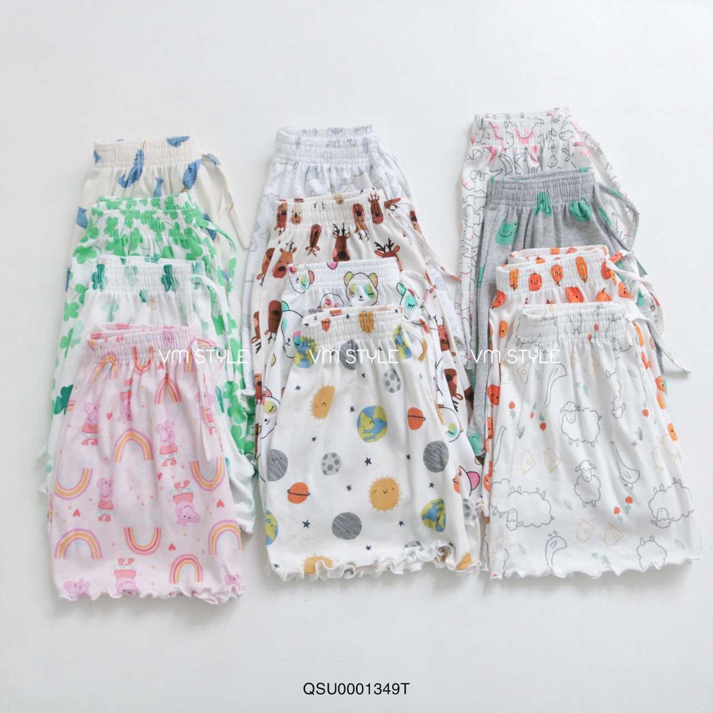 Quần ngủ đùi nữ cotton VM Shop quần mặc nhà lưng thun họa tiết QSU00013