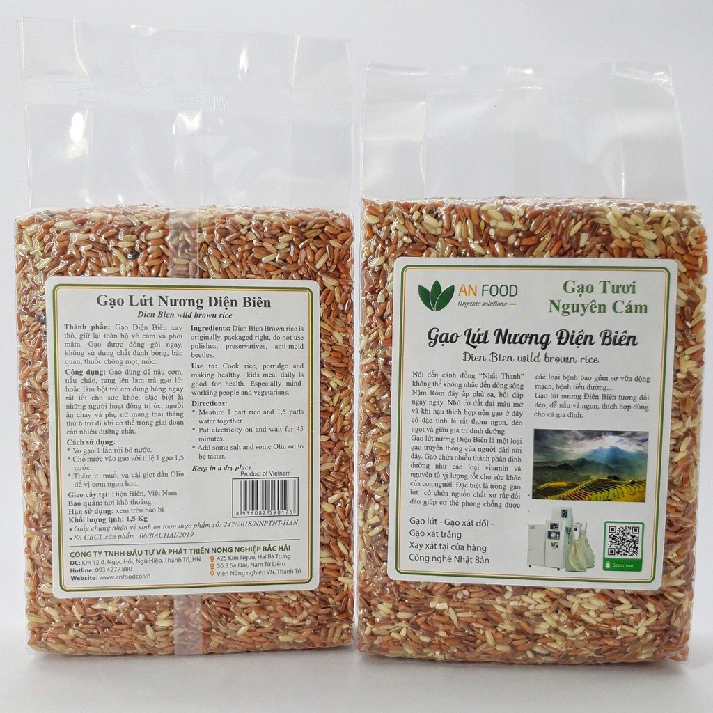 Gạo Lứt Nương Điện Biên nguyên cám và phôi mầm (1kg) - Canh tác hữu cơ, không hóa chất, tốt cho người tiểu đường,ăn chay