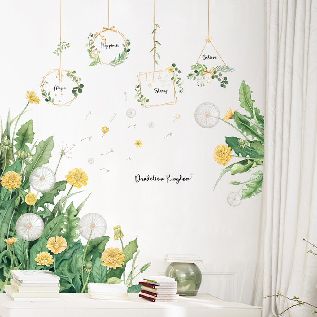 Decal tranh dán tường trang trí nhà cửa loại cao cấp mẫu Hoa bồ công anh C115