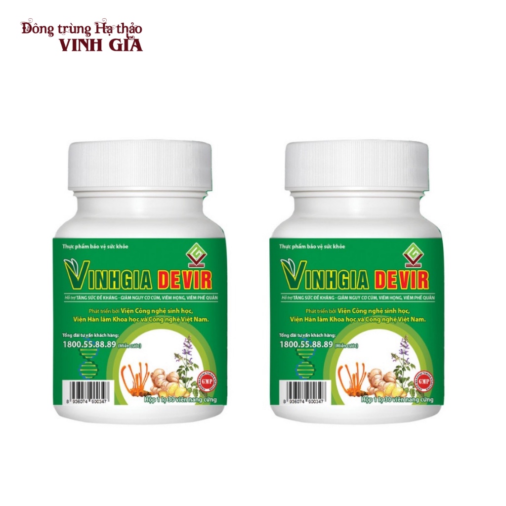 Viên Uống Hỗ Trợ Tăng Đề Kháng VINHGIA DEVIR Giúp Giảm Biểu Hiện Ho Đờm, Sốt Tăng Cường Sức Khoẻ Hộp 30 Viên