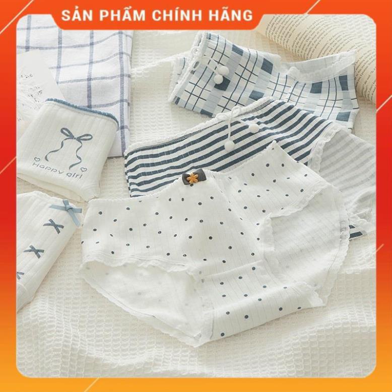 Quần Lót Nữ ❤️ Quần Cotton Nữ Gân Tăm Dễ Thương Kháng Khuẩn 0126
