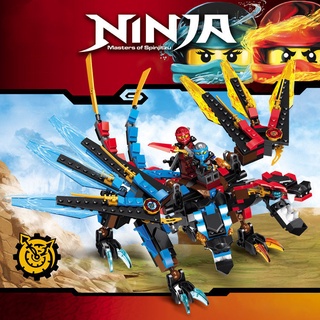 Ninjago Series Kay Ice Fire Rồng nguyên tố hai đầu tương thích với Lego Đồ chơi rồng lắp ráp khối xây dựng