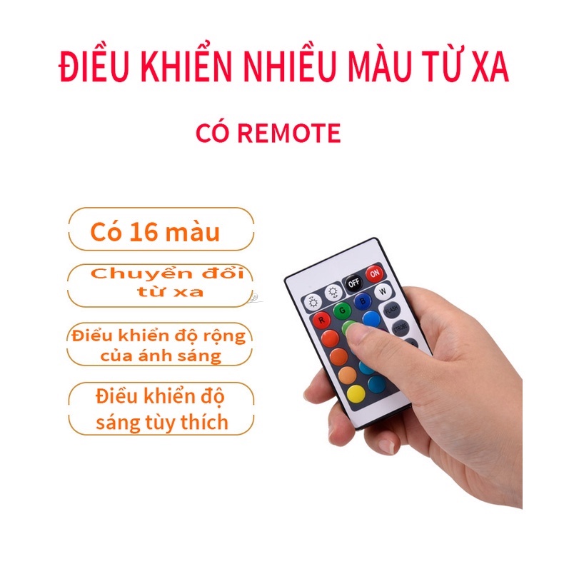 Đèn Pha Lê Cảm Ứng RGB 16 Màu  Có Điều Khiển Từ Xa, Trang Trí Bàn Phòng Khách, Phòng Ngủ