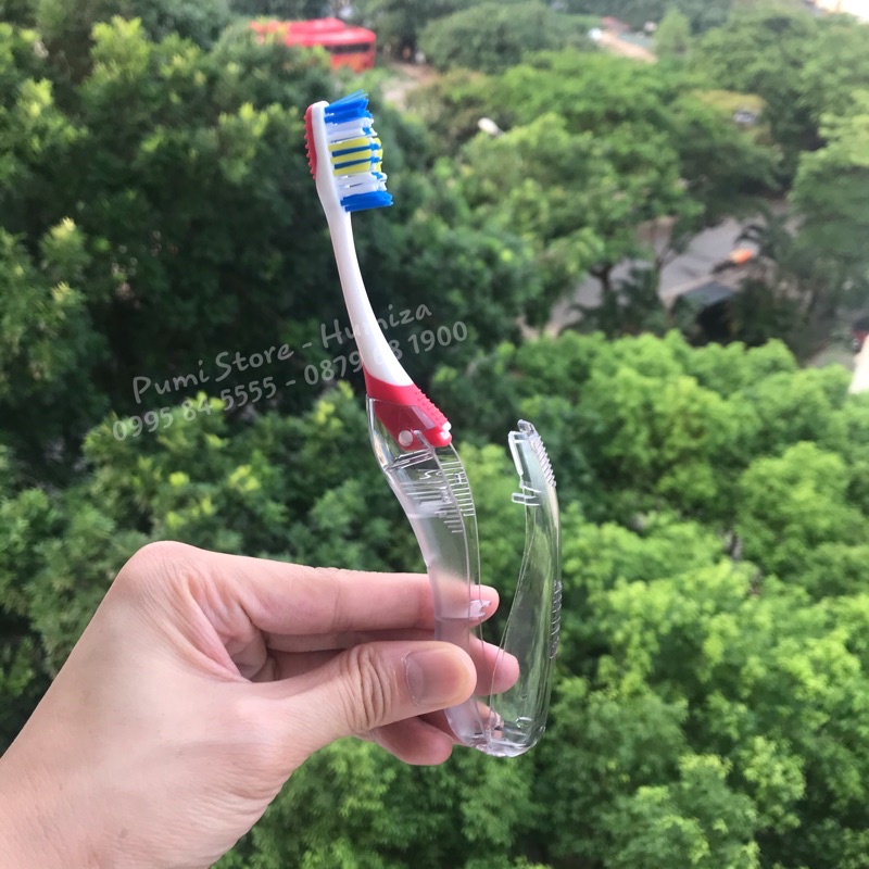 Bàn chải đánh răng gấp gọn GUM Thụy Sĩ lông mềm, kháng khuẩn