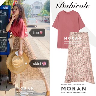 Set áo thun + chân váy hoa Vintage MORAN Order)- ảnh thật