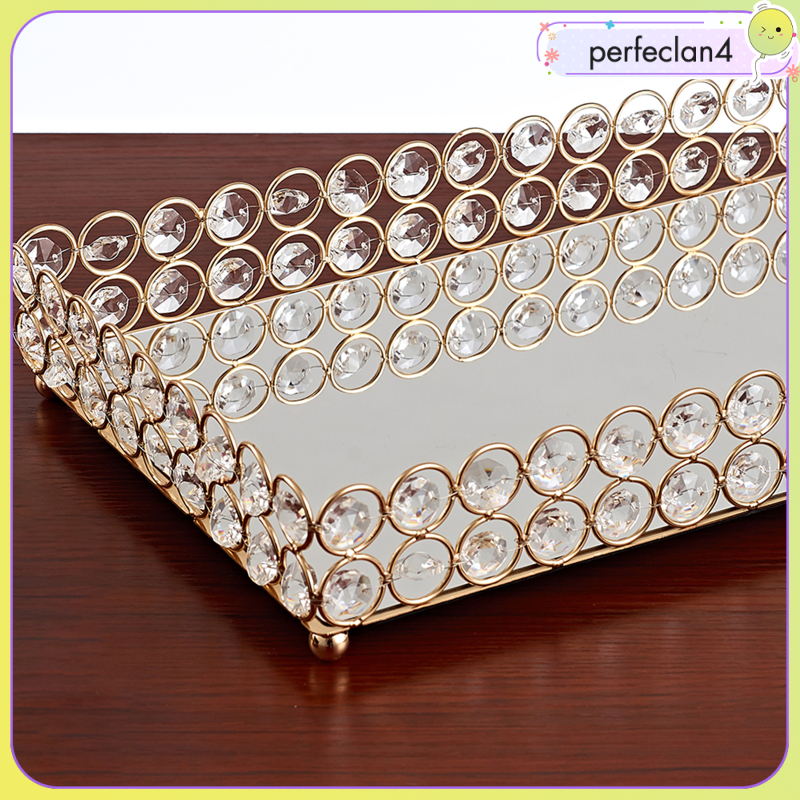 Khay đựng mỹ phẩm trang điểm bằng pha lê tráng gương 3 ngăn