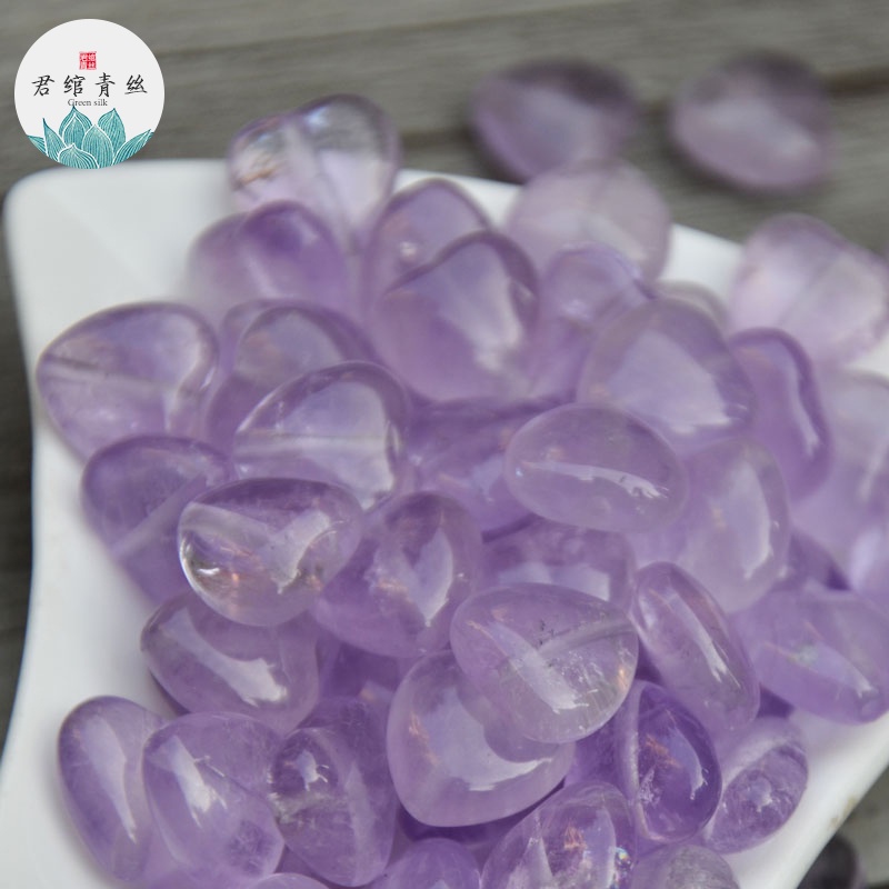 Ice Yingge Dây Chuyền Mặt Hình Trái Tim Lỗ Thẳng Bằng Thạch Anh Tím Nguyên Chất Tự Nhiên Tinh Khiết