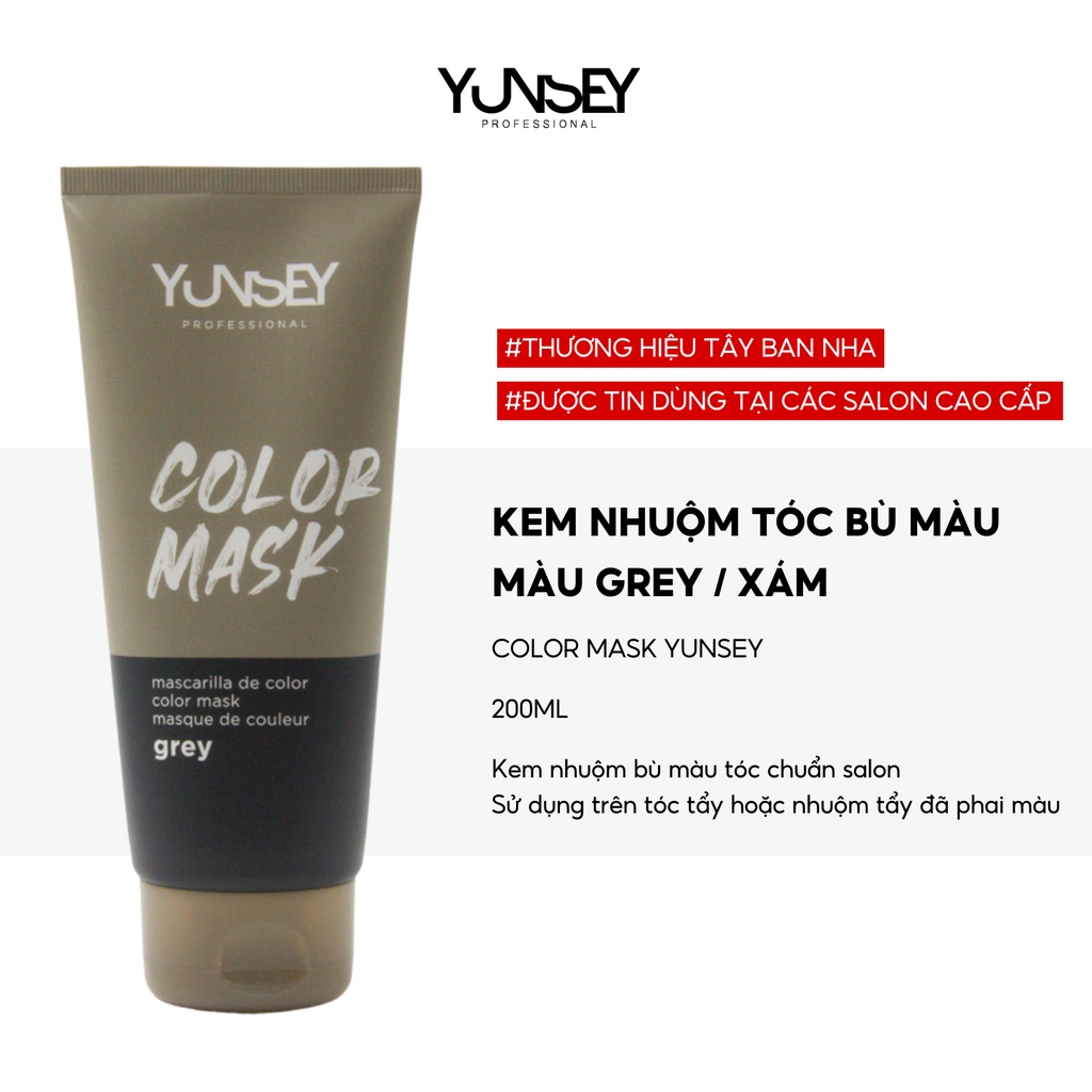 Kem nhuộm dưỡng tóc màu Xám Grey Color Mask Yunsey 200ml