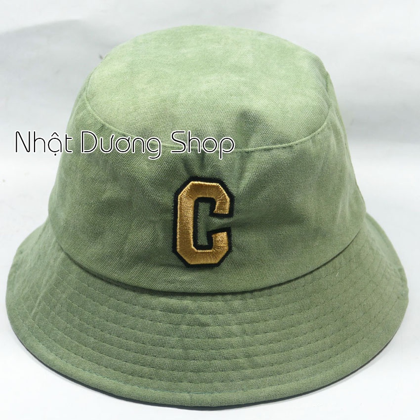 Mũ bucket vành cụp nhung thêu chữ C phong cách ❤ Nón tai bèo nam nữ unisex cao cấp
