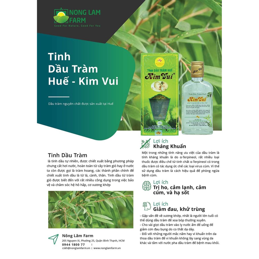 Tinh dầu tràm Huế Kim Vui dung tích 35ml - 80ml -125ml.