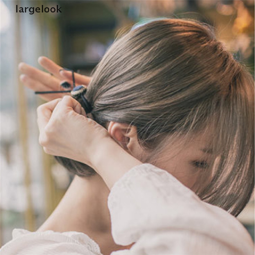 Băng Đô Cài Tóc Co Giãn Đính Nút Phong Cách Vintage Cho Nữ ♨Nóng Bỏng