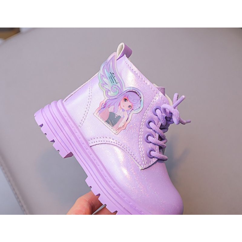 Bốt Bé Gái, Boots Bé Gái Cổ Cao Da Siêu Mềm,Giày Bốt Bé Gái Hình Công Chúa Nhũ Lóng Lánh Siêu Xinh Cho Bé Từ 1-6Tuổi