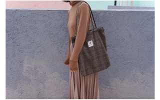 Túi tote đeo vai kẻ dạ