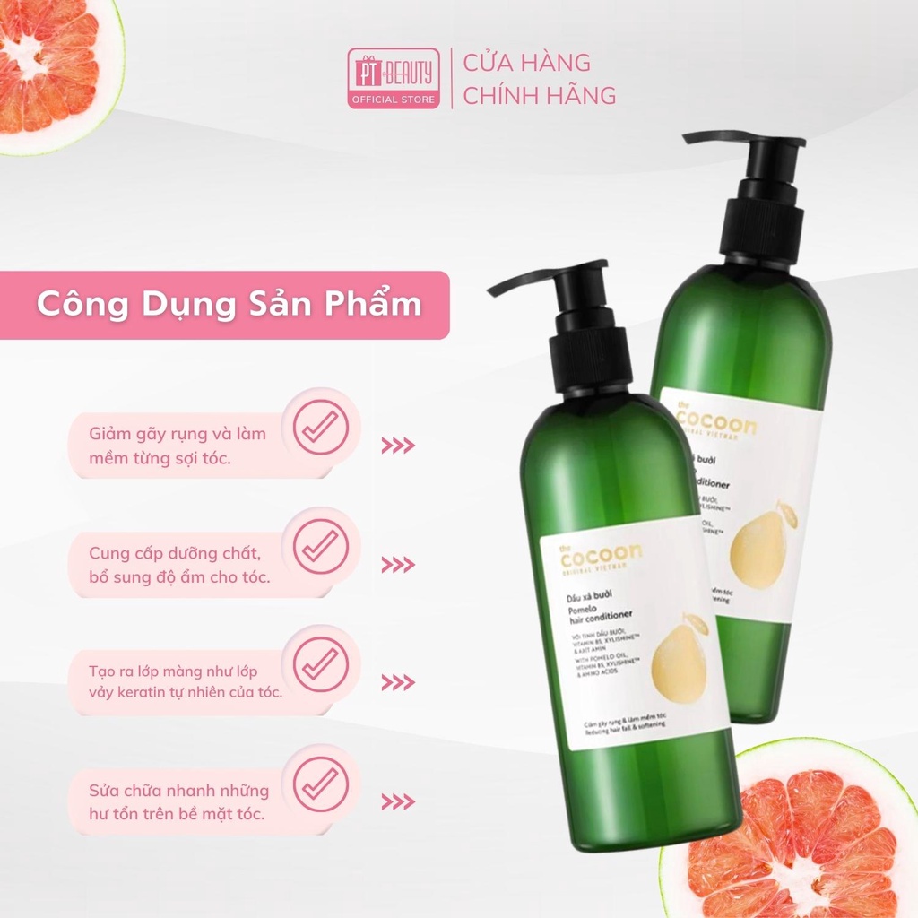 Dầu xả bưởi Cocoon giúp cung cấp dưỡng chất và bổ sung độ ẩm cho tóc 310ml