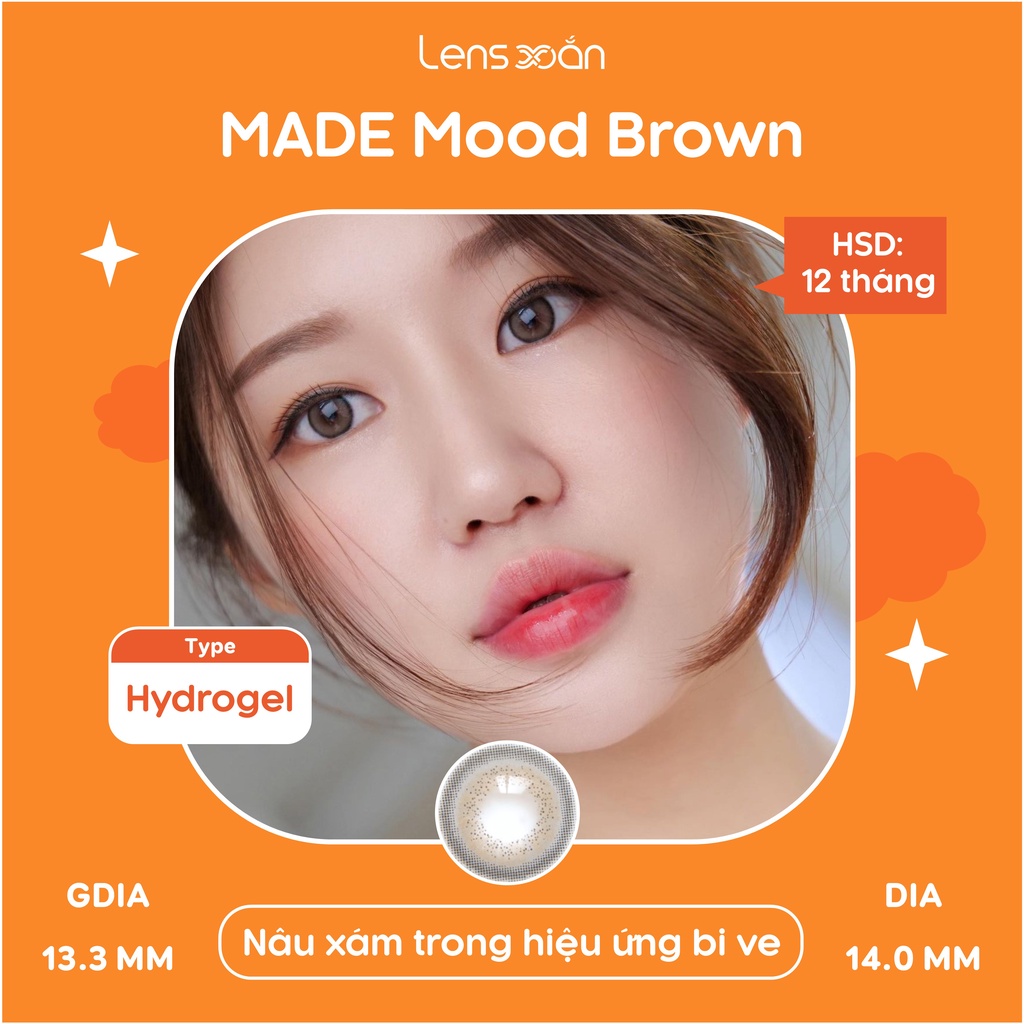 KÍNH ÁP TRÒNG MADE MOOD BROWN CỦA IDOL LENS : LENS XÁM ÁNH NÂU VIỀN SÁNG TÂY HẠN 12 THÁNG CÓ ĐỘ CẬN LỆCH | LENS XOẮN