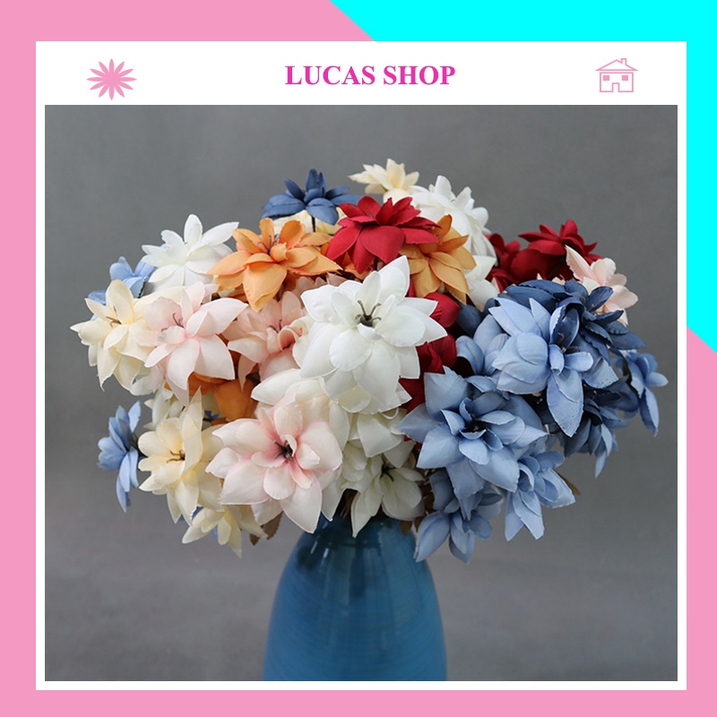 Hoa giả - hoa nhài tây cành 62cm 6 bông trang trí nhà cửa, cửa tiệm, studio chụp ảnh