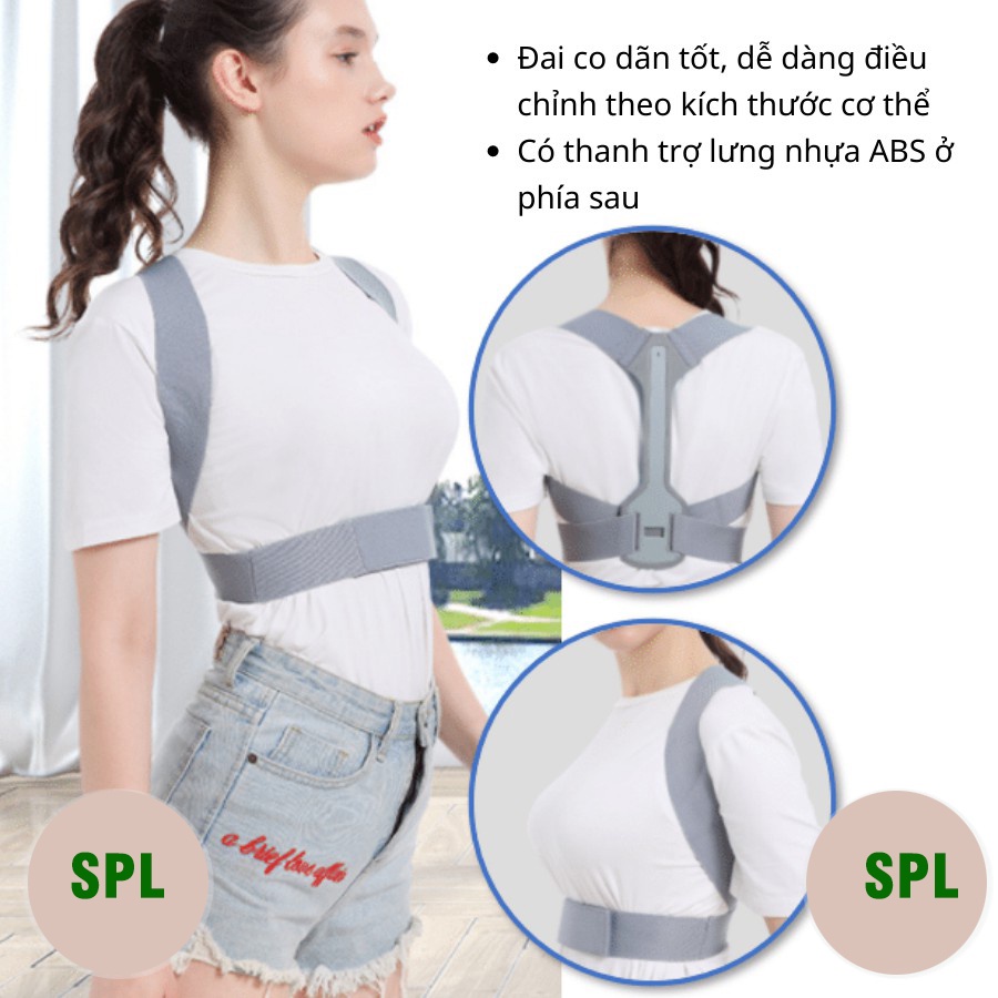 Đai chống gù lưng người lớn có trục lưng tôm cho các nàng và chàng cong vẹo cột sống đủ 3 size S-M-L