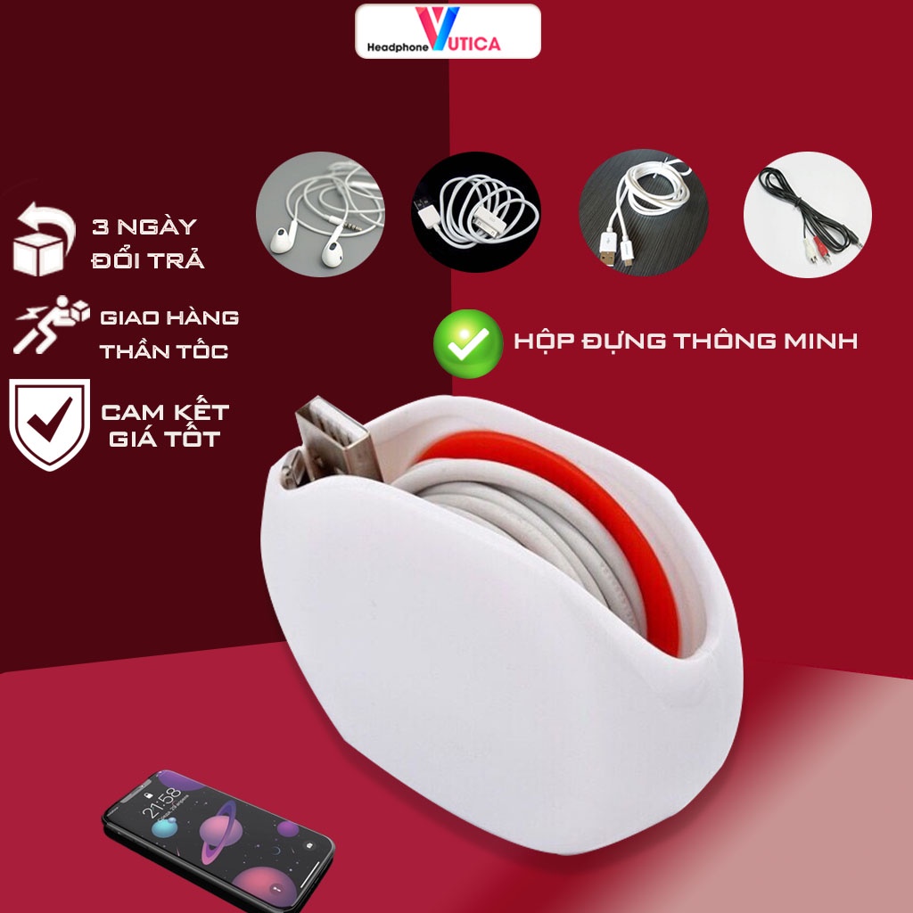 Hộp cuốn dây sạc,cáp tai nghe đa năng có thể làm giá đỡ điện thoại nhỏ gọn, tiện lợi keep clean