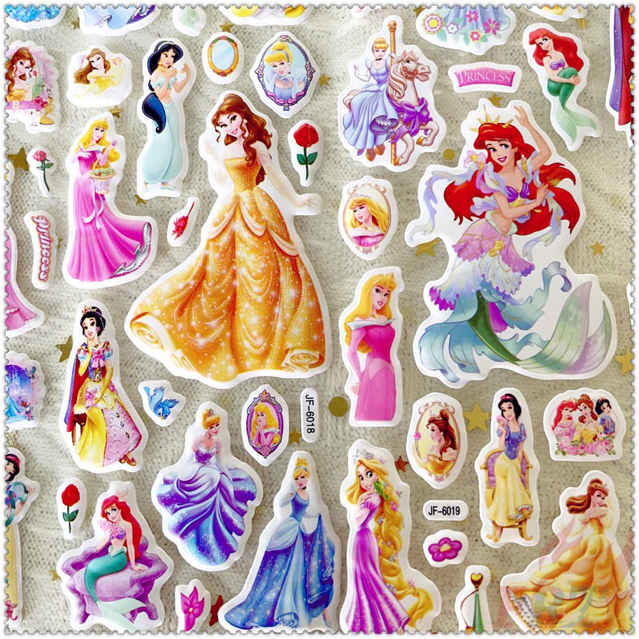 ❀ Hình Dán Phần Thưởng Công Chúa Disney Q-1 Tự Làm ❀ 1 Miếng Dán Bong Bóng 3D Bằng PVC Chống Nước
