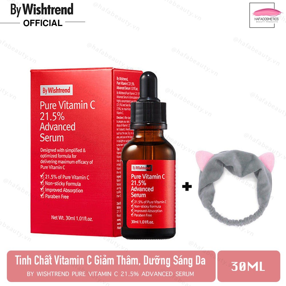 Tinh Chất Vitamin C giảm thâm sáng da By Wishtrend Pure Vitamin C 21.5  Advanced Serum + 1 băng đô (ngẫu nhiên)