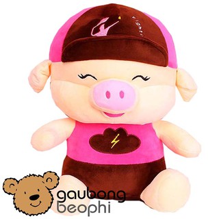 Gấu bông lợn ngồi đội nón, kiểu dáng đáng yêu ,quà tặng cho năm kỷ hợi size 50cm ( giao màu ngẫu nhiên)