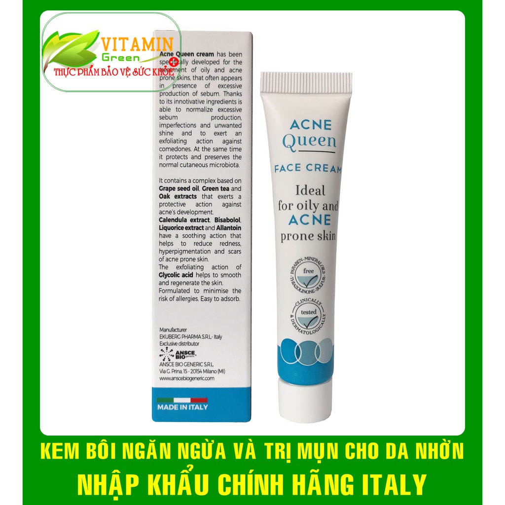 KEM NGỪA MỤN, TRẮNG DA ACNE QUEEN CREAM LÝ TƯỞNG CHO DA NHỜN | NHẬP KHẢU CHÍNH HÃNG TÂY BAN NHA