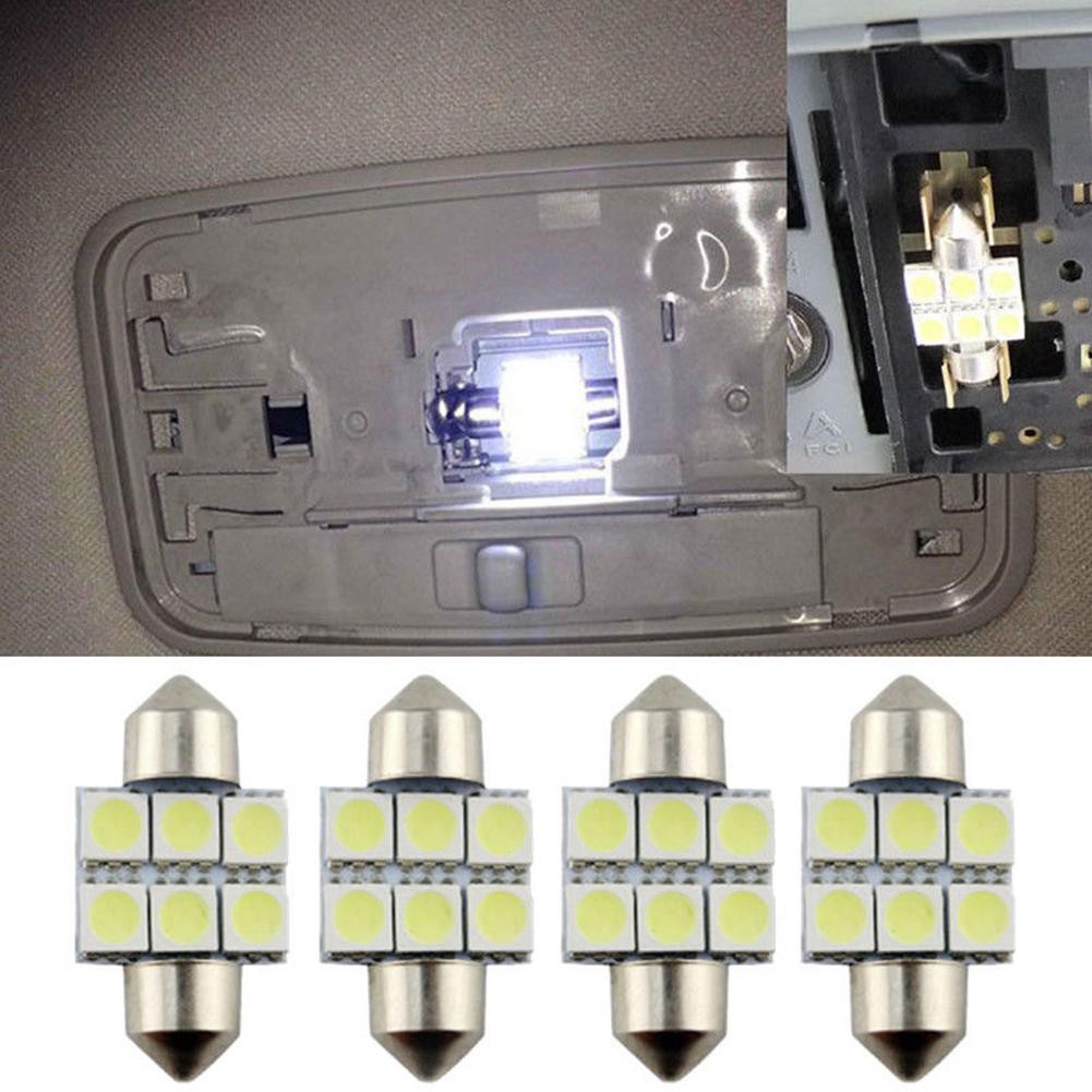 Bộ 4 đèn LED ánh sáng trắng 31mm 5050 6SMD DE3175 3021 6428