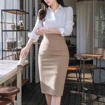 Chân váy bút chì ulzzang cạp cao thương hiệu COCOA, chân váy công sở vải UMI siêu đẹp CV2