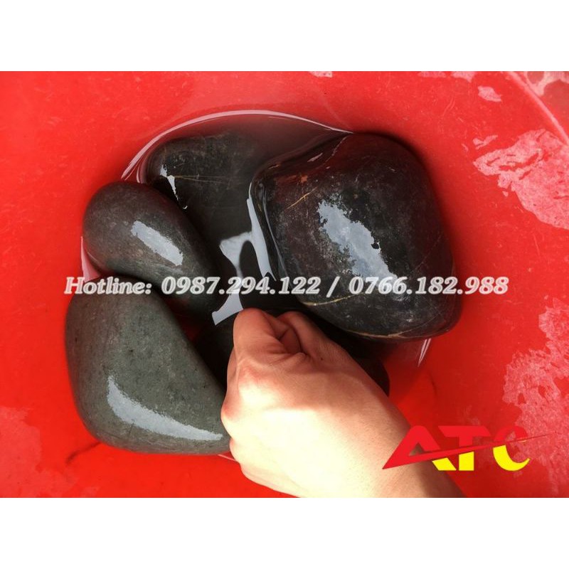 Sỏi cuội đen tự nhiên kích thước 6-10cm