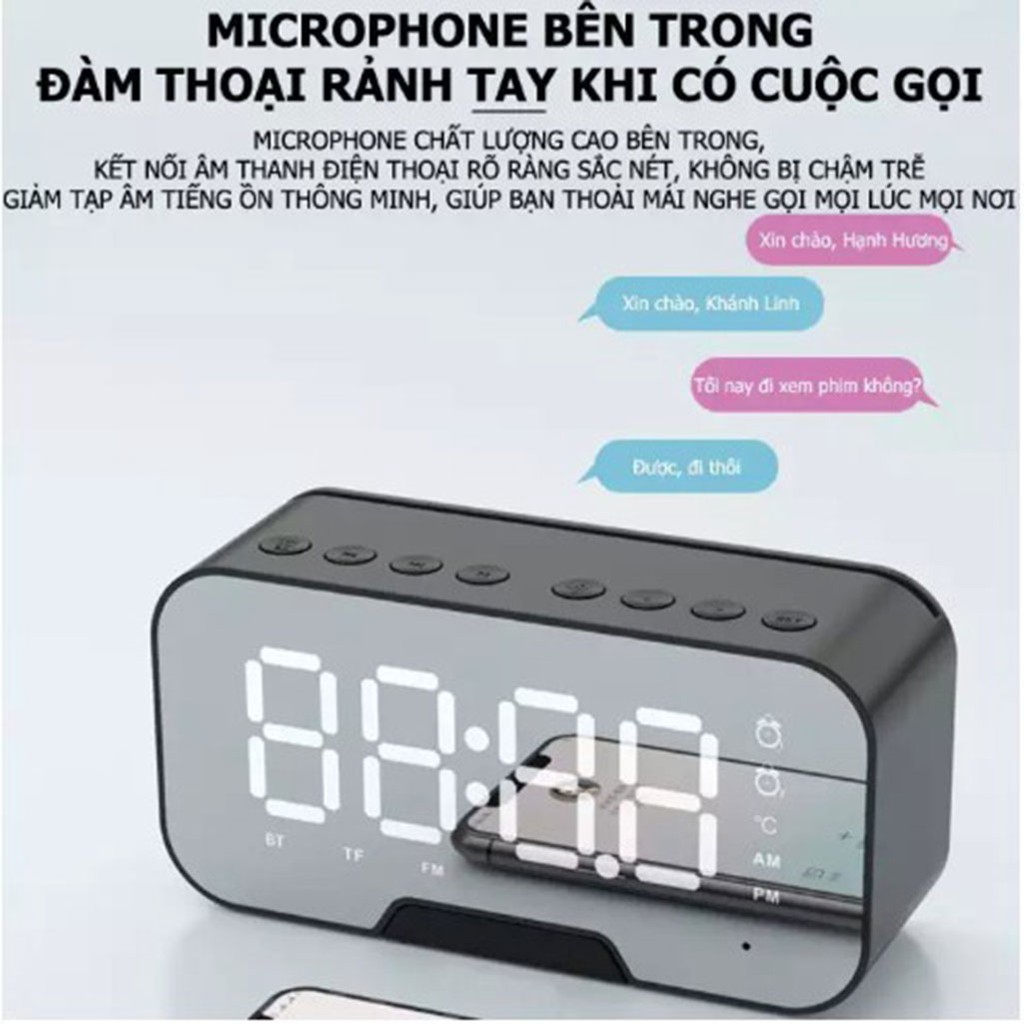 Loa bluetooth kiêm đồng hồ báo thức Kimiso K10 - Loa bluetooth đồng hồ có đèn led hỗ trợ thẻ nhớ, Jack 3.5 - AUDIO365