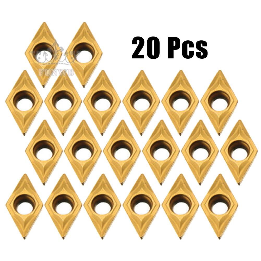 【FUNWD】20Pcs DCMT070204 YBC251 Carbide Inserts For Lathe Turning Tool Holder Boring Bar