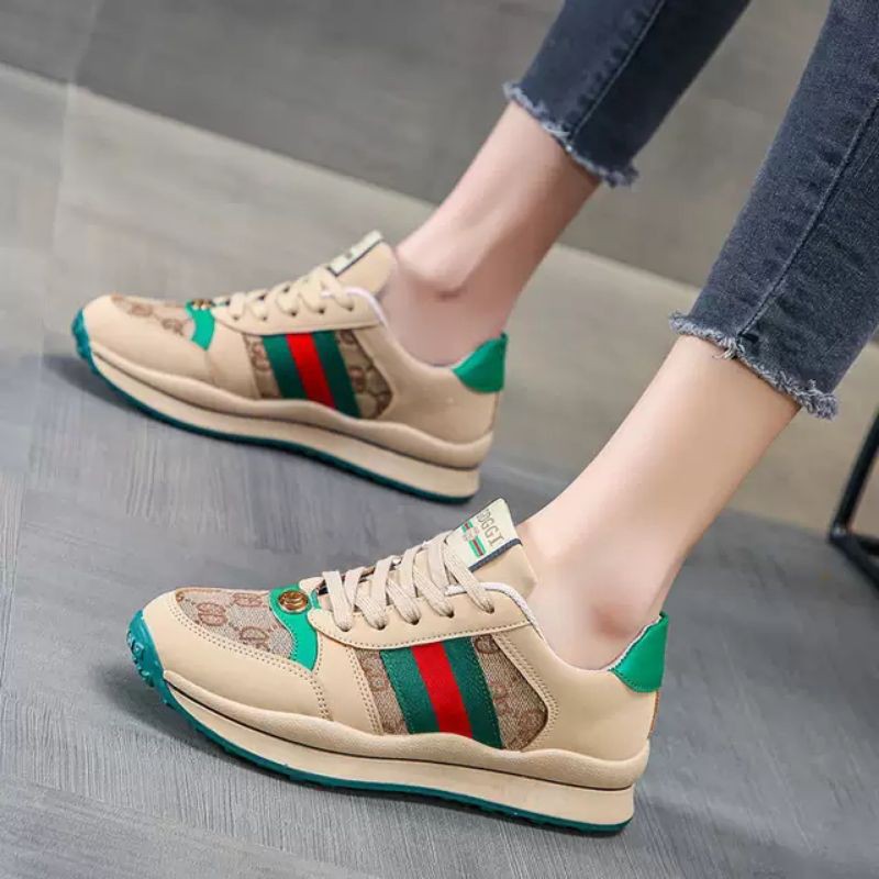 [Deal Sốc] Giầy thể thao nữ Thơi fTrang Cao Cấp 3 vạch kẻ xanh đỏ size nữ