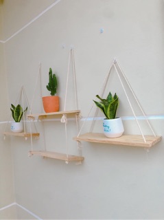 Kệ gỗ treo dây 2 tầng