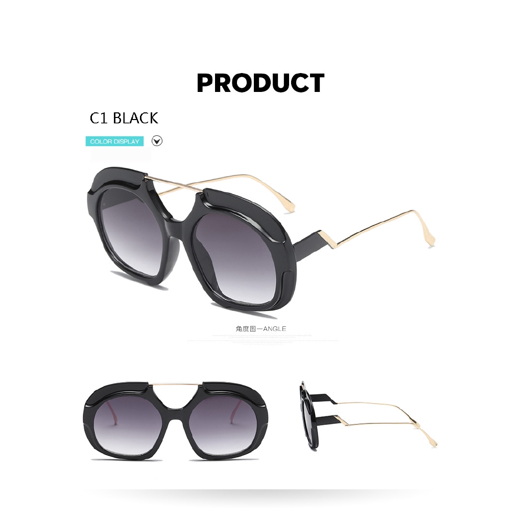 Kính râm cỡ lớn tròng to màu gradient thời trang