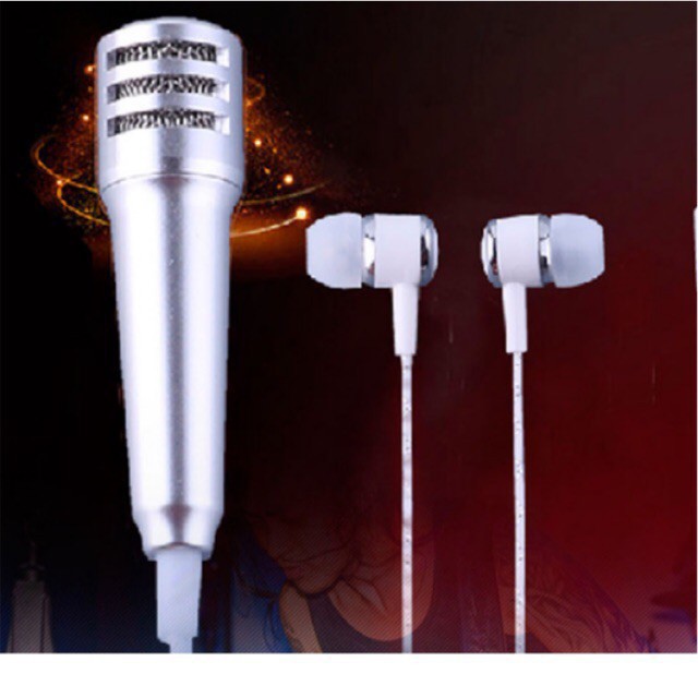 Siêu phẩm micro karaoke mini kèm tai nghe loại xịn- thu ấm rõ giayphatsang228 Asỉ