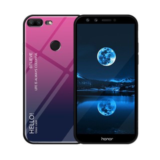 Ốp điện thoại mặt kính cường lực phối màu gradient cá tính cho Huawei Honor 9 Lite