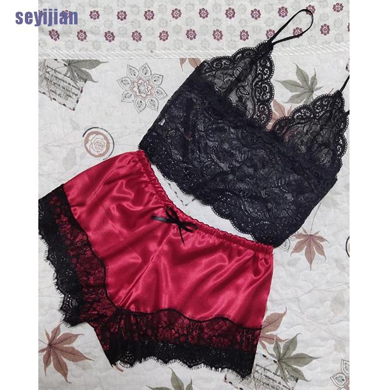 Bộ Đồ Ngủ Ren 2 Mảnh Gợi Cảm Cho Nữ