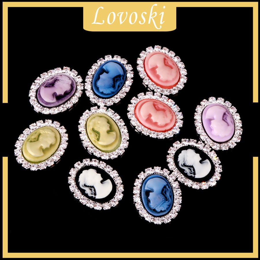 Set 10 Nút Oval Pha Lê Phong Cách Vintage Dùng Trang Trí Tiệc Cưới DIY