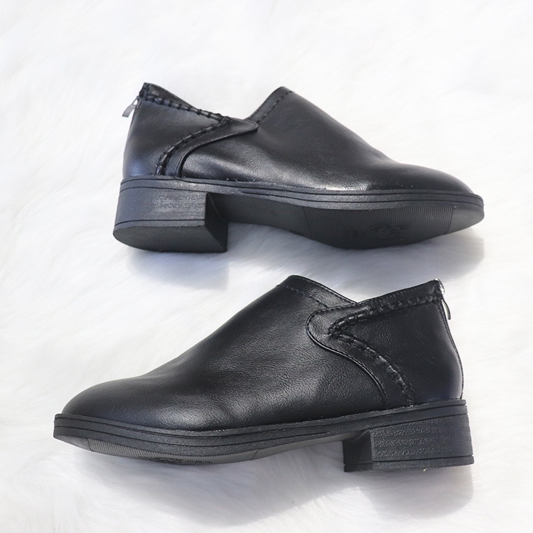 [ Hình thật] Boot cổ ngắn mũi nhọn màu đen THỜI THƯỢNG GBN9101