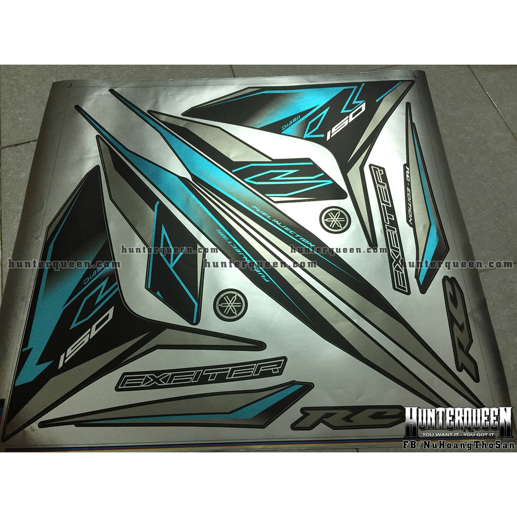 Tem xe exciter 150 RC dán xe đen. Chất liệu crom nhám sang trọng. Ex 150