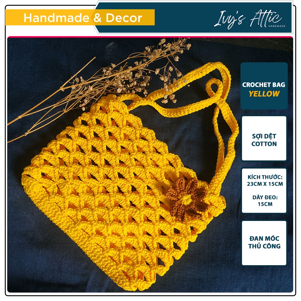 Túi xách mini handmade tặng kèm hoa treo ngẫu nhiên- crochet bag