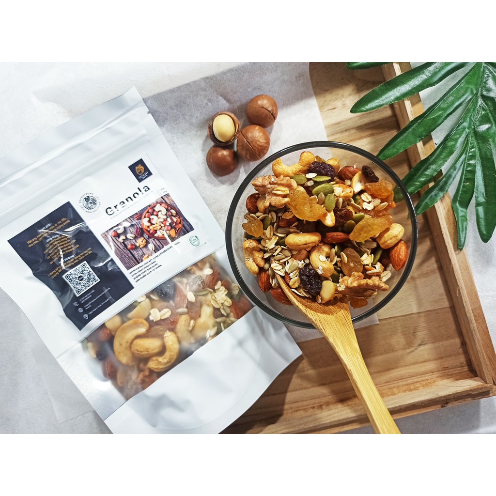 Hạt dinh dưỡng Granola mix 7 loại giảm cân, ăn chay dành cho bà bầu, Gym hũ 250gr (siêu hạt) set dùng thửo