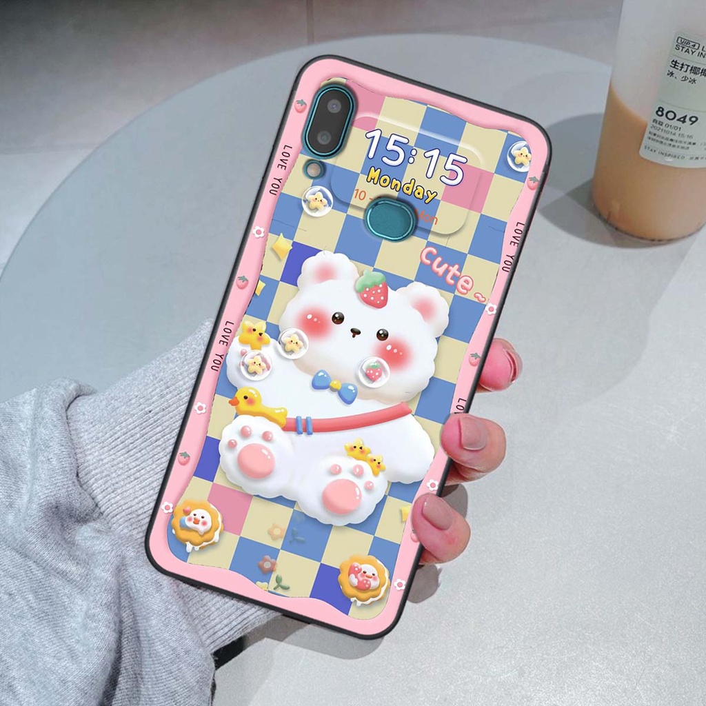 Ốp lưng Samsung A10s in hình gấu cute,bò sữa 3D cute dễ thương bảo vệ điện thoại.
