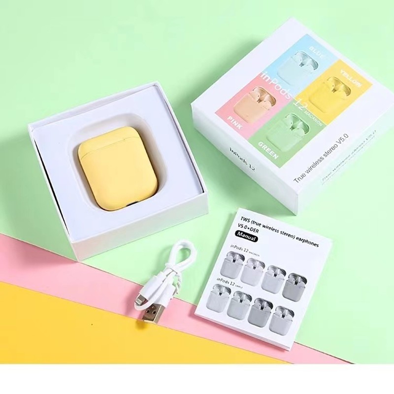Tai nghe không dây TWS Bluetooth 5.0 InPods 12 màu macaron