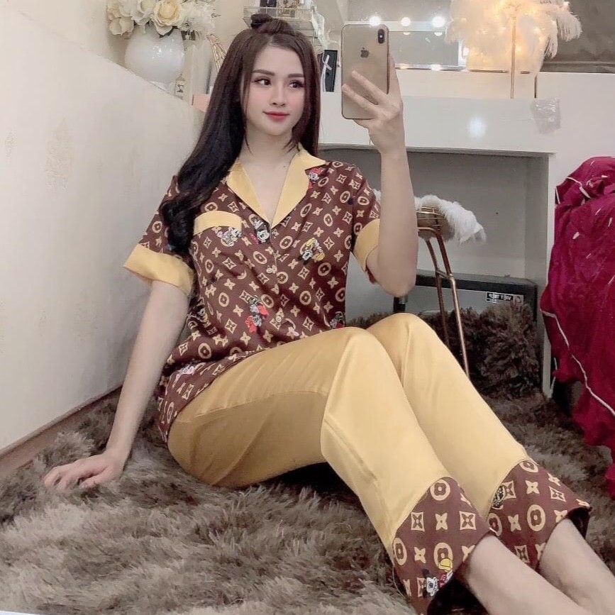 MẪU MỚI ☘Đồ Bộ Pijama - Bộ Lụa Tay Ngắn Họa Tiết Thiết Kế Sang Chảnh Chất Liệu Satin