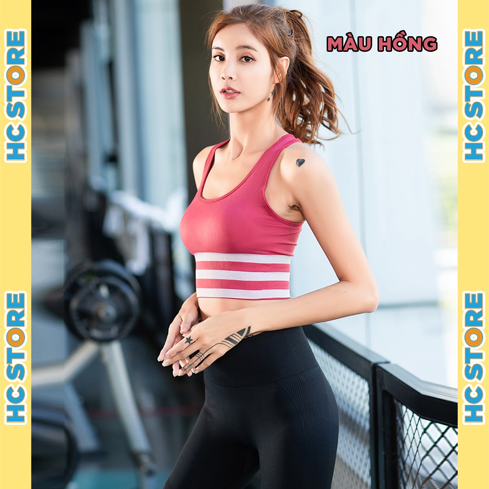 Áo Croptop Bra AL01 Viền 3 Sọc Có Lót Ngực Thể Thao Nữ Tập Gym, Yoga, Ôm Sát, Tôn Dáng - HcSport68