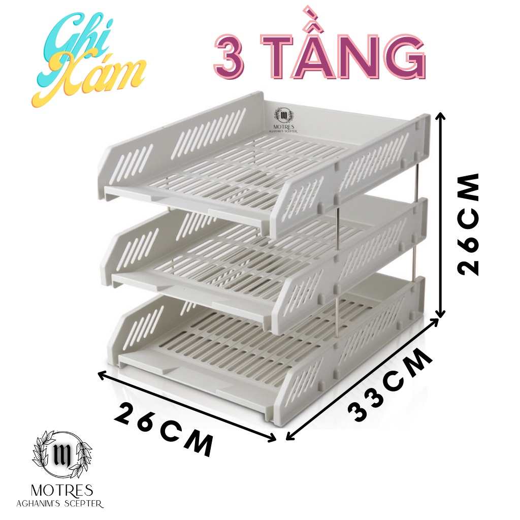 Khay đựng tài liệu 3 tầng Deli/TNT 9209 siêu bền