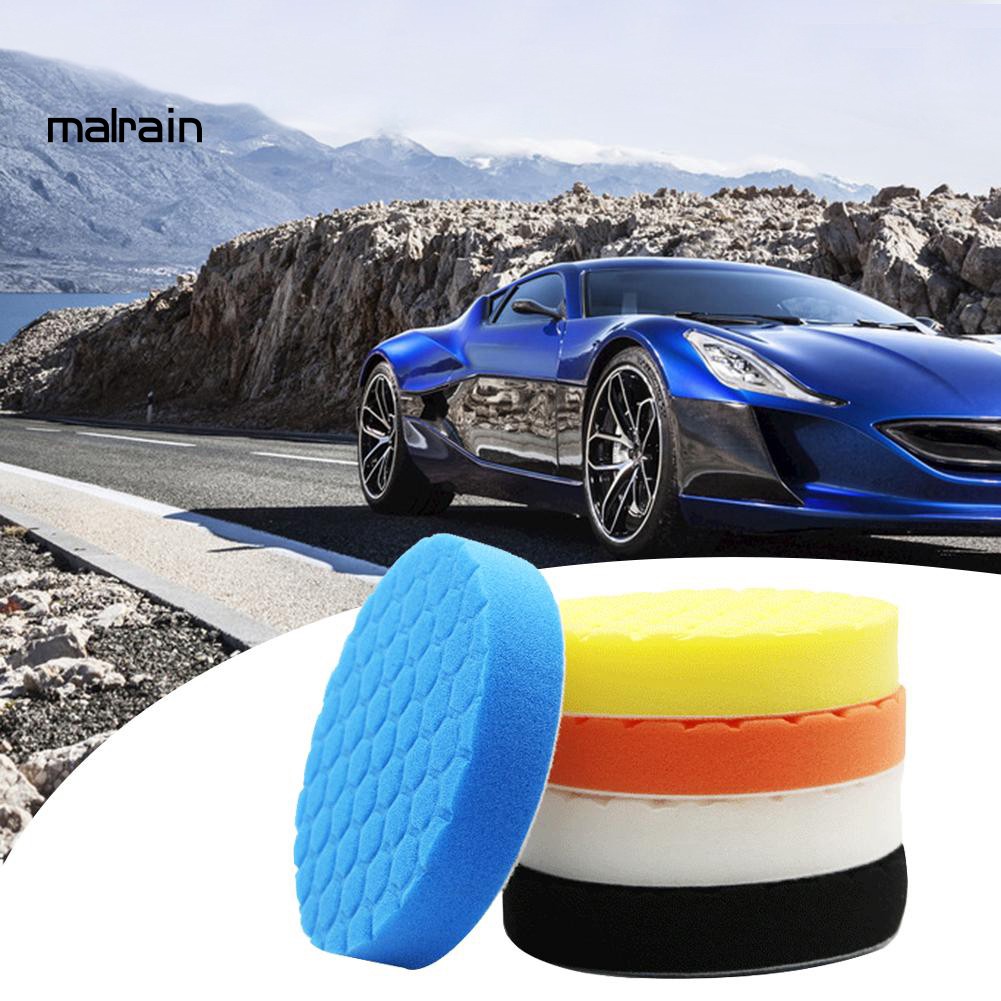 Set 5 Miếng Bọt Biển Tròn Đánh Bóng Xe Hơi 3 / 4 / 5 / 6 / 7inch